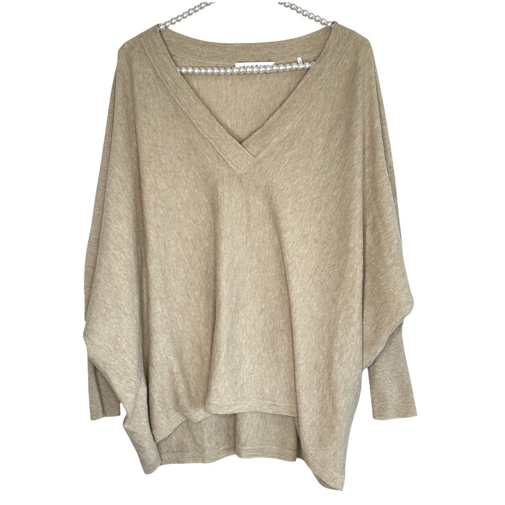 Sandro  Alpaca Wool Sweater Sz 1 Small Oversize Capsule  V Neck Dolman Coastal